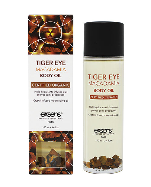 Exsens Organic Body Oil W/stones | Tiger Eye Macadamia