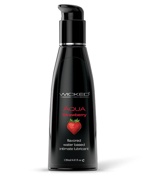 Wicked Sensual Care Aqua Flavored Water Based Lubricant | Strawberry 4 oz
