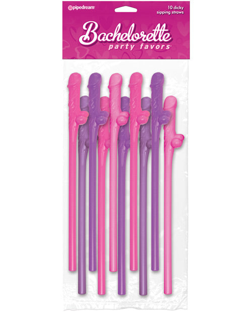Bachelorette Party Favors Dicky Sipping Straws -Pack Of 10 | Multi Color