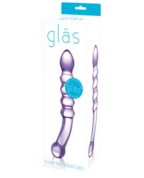 Glas Purple Rain Ribbed Glass Dildo 8.5"