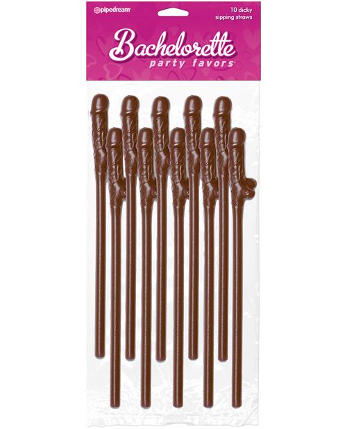 Bachelorette Party Favors Dicky Sipping Straws -Pack Of 10 | Brown