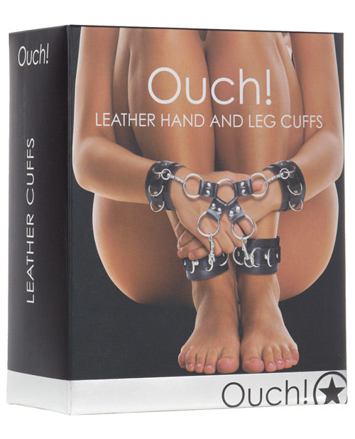 Shots Ouch Leather Hand & Leg Cuffs | Black 
