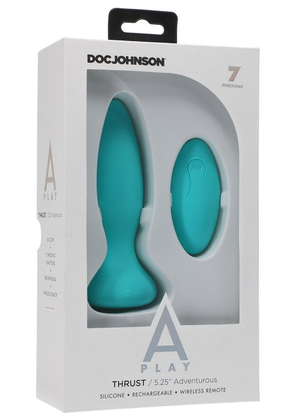 A Play Thrust Adventurous Rechargeable Silicone Anal Plug W/remote | Teal