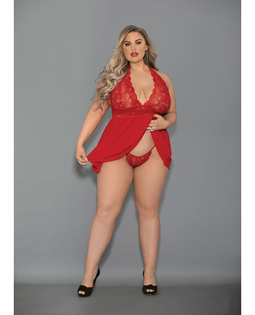 Euphoria Shorty Babydoll & Open Panty Red