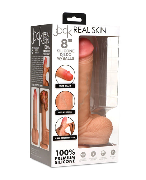 Curve Toys Jock Real Skin Silicone 8" Dildo with Balls