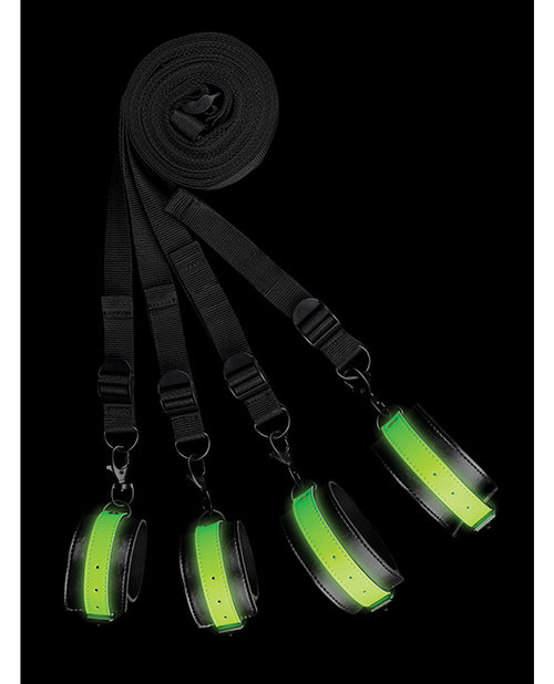 Shots Ouch Bed Bindings Restraint Kit - Glow In The Dark
