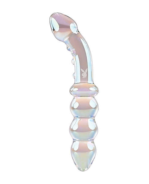 Playboy Pleasure Jewels Double Glass Dildo w/ Anal Beads