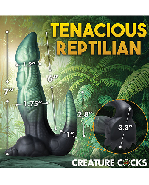 Creature Cocks Dickosaur Dinosaur Silicone Dildo - Black/Teal