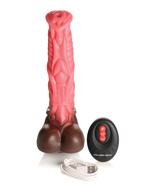 Creature Cocks Deluxe Centaur Thrusting & Vibrating Silicone Dildo w/Remote Control - Peach/Brown