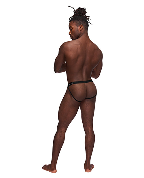 Fetish Cyclops Nylon Spandex Pouchless Jock Strap Black