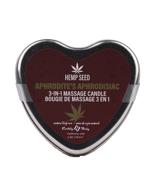 Earthly Body 2024 Valentines 3 In 1 Massage Heart Candle - 4 Oz