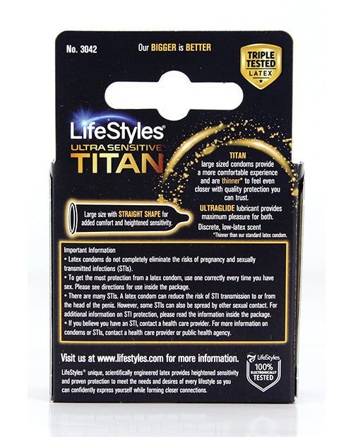 Lifestyles Ultra Sensitive Titan Condom - Pack Of 3