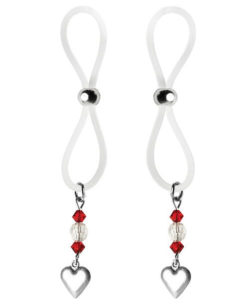 Bijoux De Nip Nipple Halos Heart Charm - Red/clear