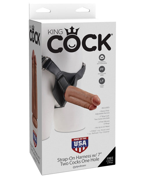 King Cock Strap-On Harness w/ 7" Two Cocks One Hole