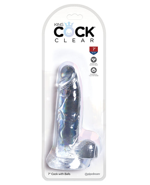 King Cock Clear Cock W/balls | 7"