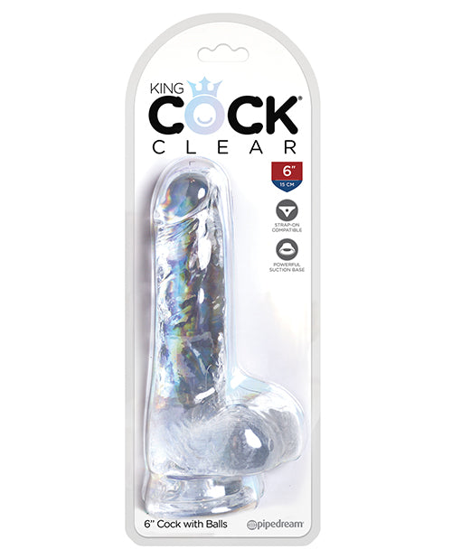 King Cock Clear Cock W/balls | 6"