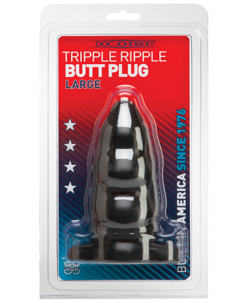 Doc Johnson | Triple Ripple Butt Plug Large Black 