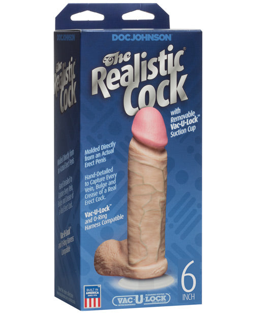 6" Realistic Cock w/ Balls | White