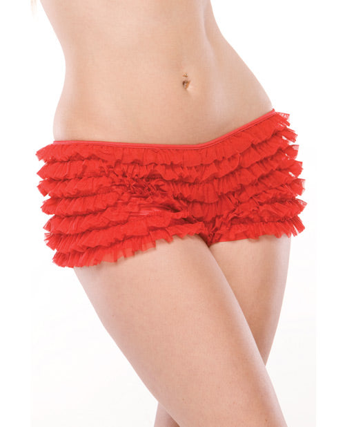 Ruffle Shorts W/back Bow Detail | OS Red 