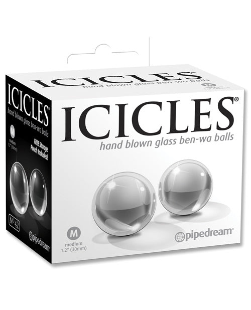 Icicles No. 42 Hand Blown Glass Ben Wa Balls - Clear