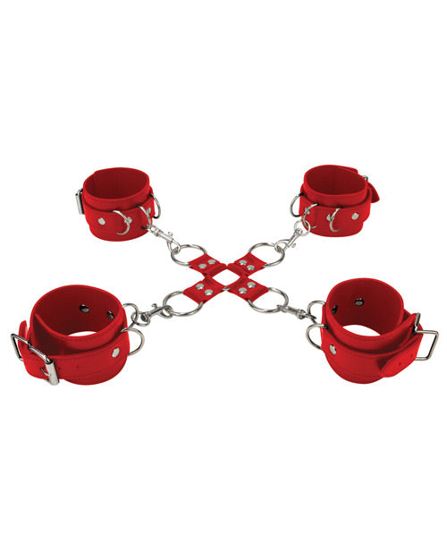 Shots Ouch Leather Hand & Leg Cuffs | Red 