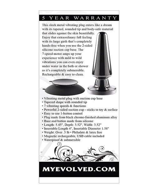 Evolved Advanced Vibrating Rechargeable Metal Plug - Black