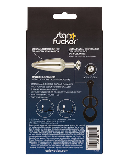 Star Fucker Slim Gem Plug W/silicone Enhancer - Black