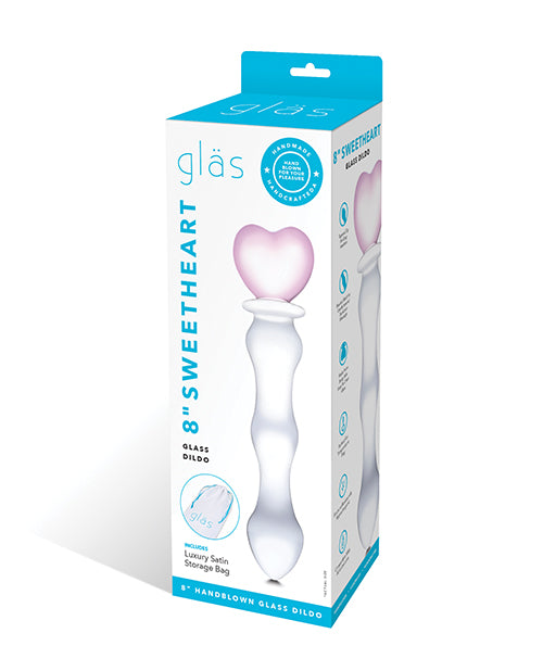 Glas 8" Sweetheart Glass Dildo - Pink/clear