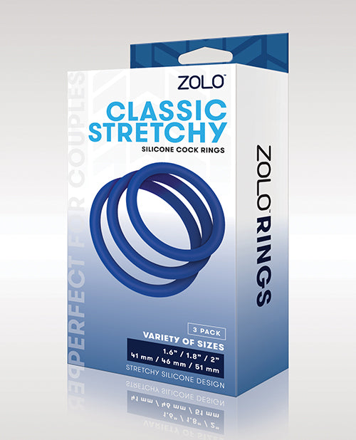 Zolo Stretchy Silicone Cock Rings - Blue