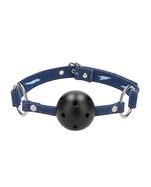 Shots Ouch Breathable Ball Gag W/denim Straps | Blue 