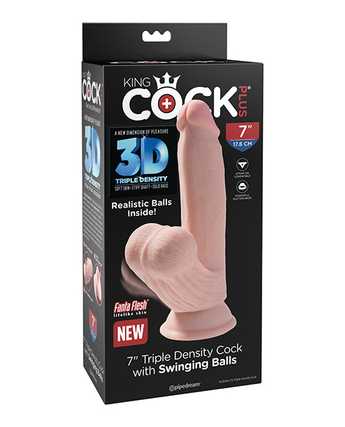 King Cock Plus Triple Density Cock W/swinging Balls - Ivory