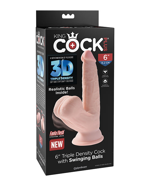 King Cock Plus Triple Density Cock W/swinging Balls - Ivory