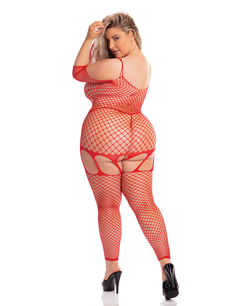 Pink Lipstick In My Head Net Bodystocking | Red Queen Size 
