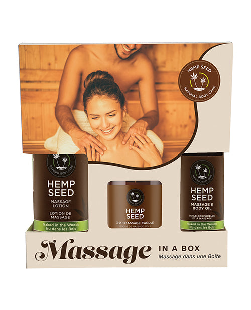 Earthly Body Holiday/valentines Hemp Seed Massage In A Box - Asst. Naked In The Woods