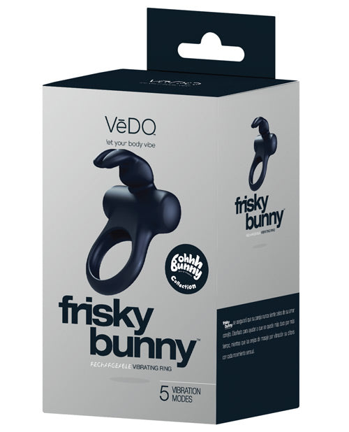 Vedo Frisky Bunny Rechargeable Vibrating Ring | Black Pearl