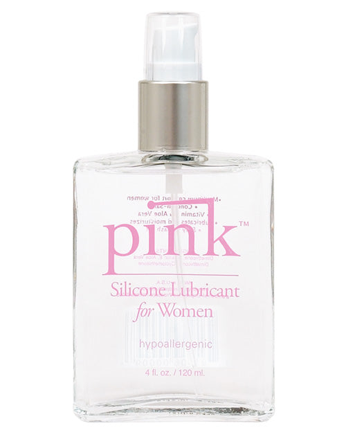 Pink Silicone Lube 4 oz. Glass Bottle