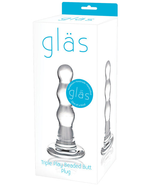 Glas Triple Play Beaded Butt Plug