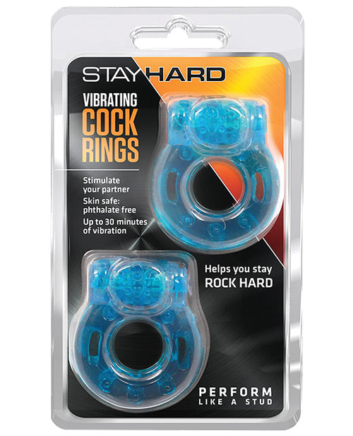 Stay Hard Vibrating Cock Ring 2 Pack - Blue
