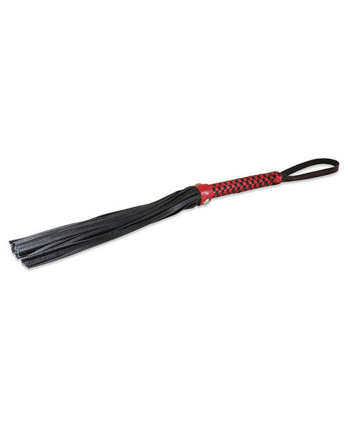 Sultra 16" Lambskin Flogger Classic Weave Grip - Black W/red Woven Handle