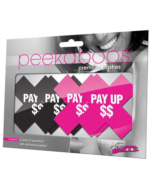 Peekaboos Pay Up Pasties - 2 Pairs 1 Black/1 Pink