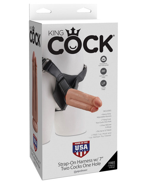 King Cock Strap-On Harness w/ 7" Two Cocks One Hole