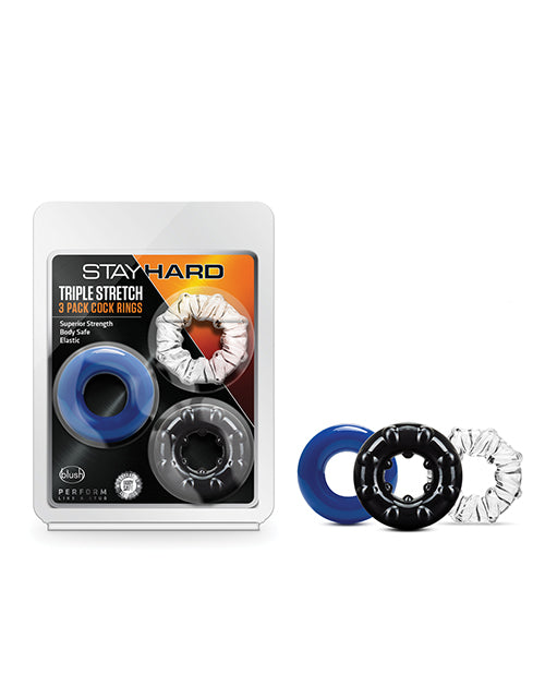 Stay Hard Triple Stretch Cock Rings 3-Pack