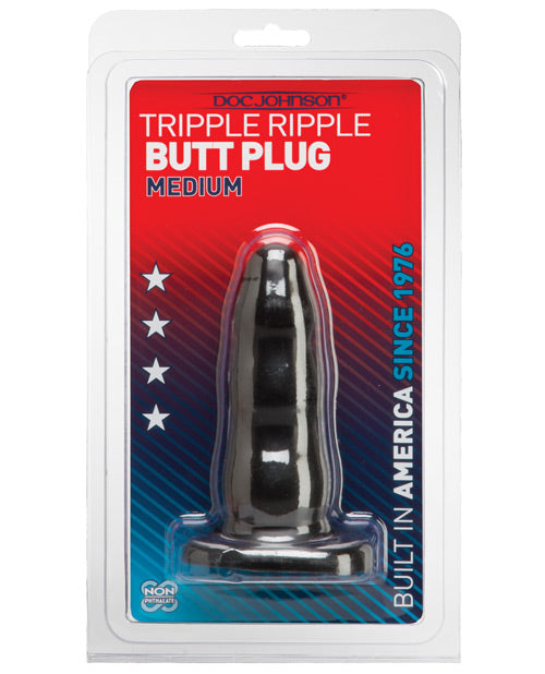 Doc Johnson | Triple Ripple Butt Plug Medium Black