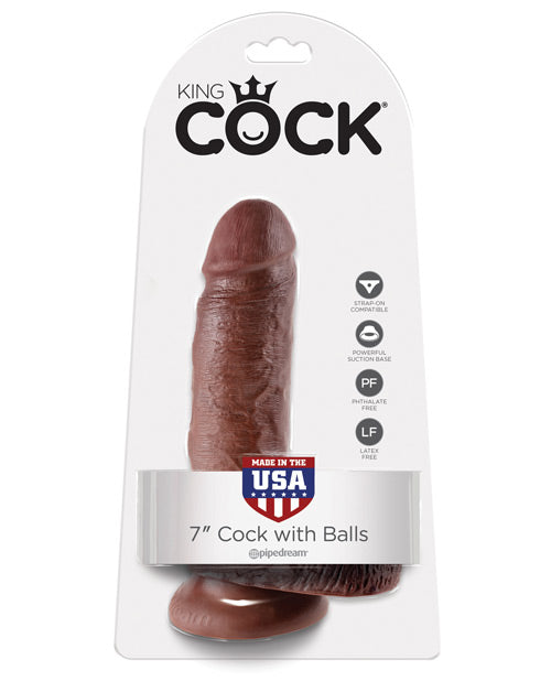 King Cock 7" Cock w/ Balls | Brown