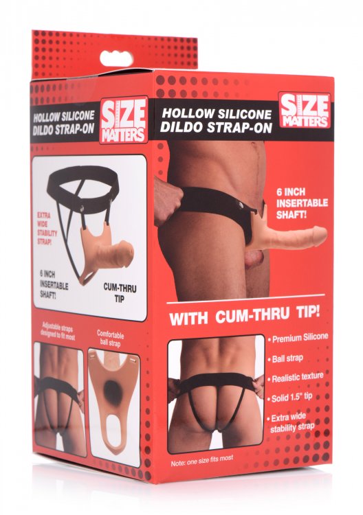 Size Matters Sm Hollow Silicone Dildo Strap On - Flesh