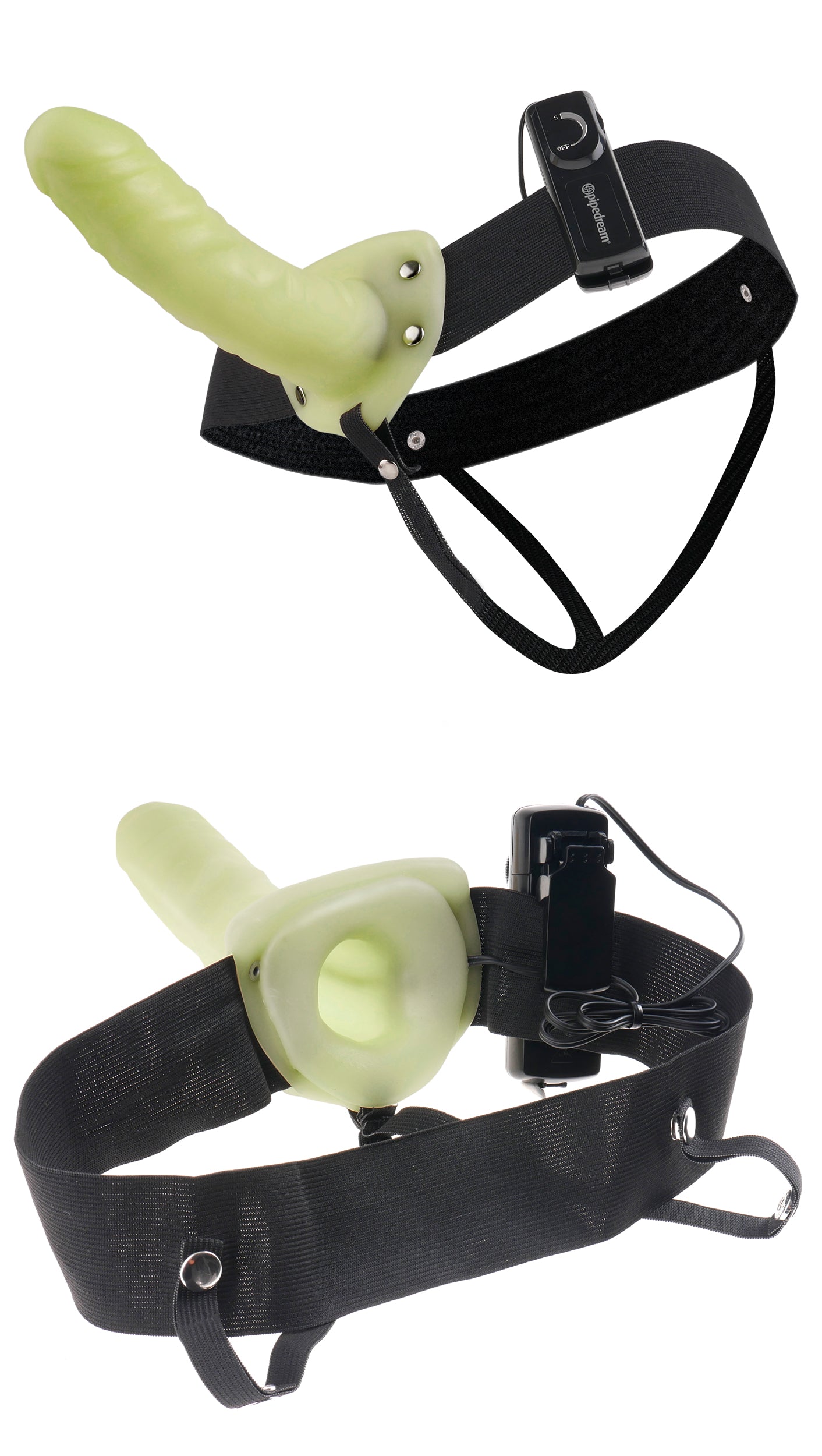 Fetish Fantasy Series Vibrating Hollow Strap-On - Glow in the Dark