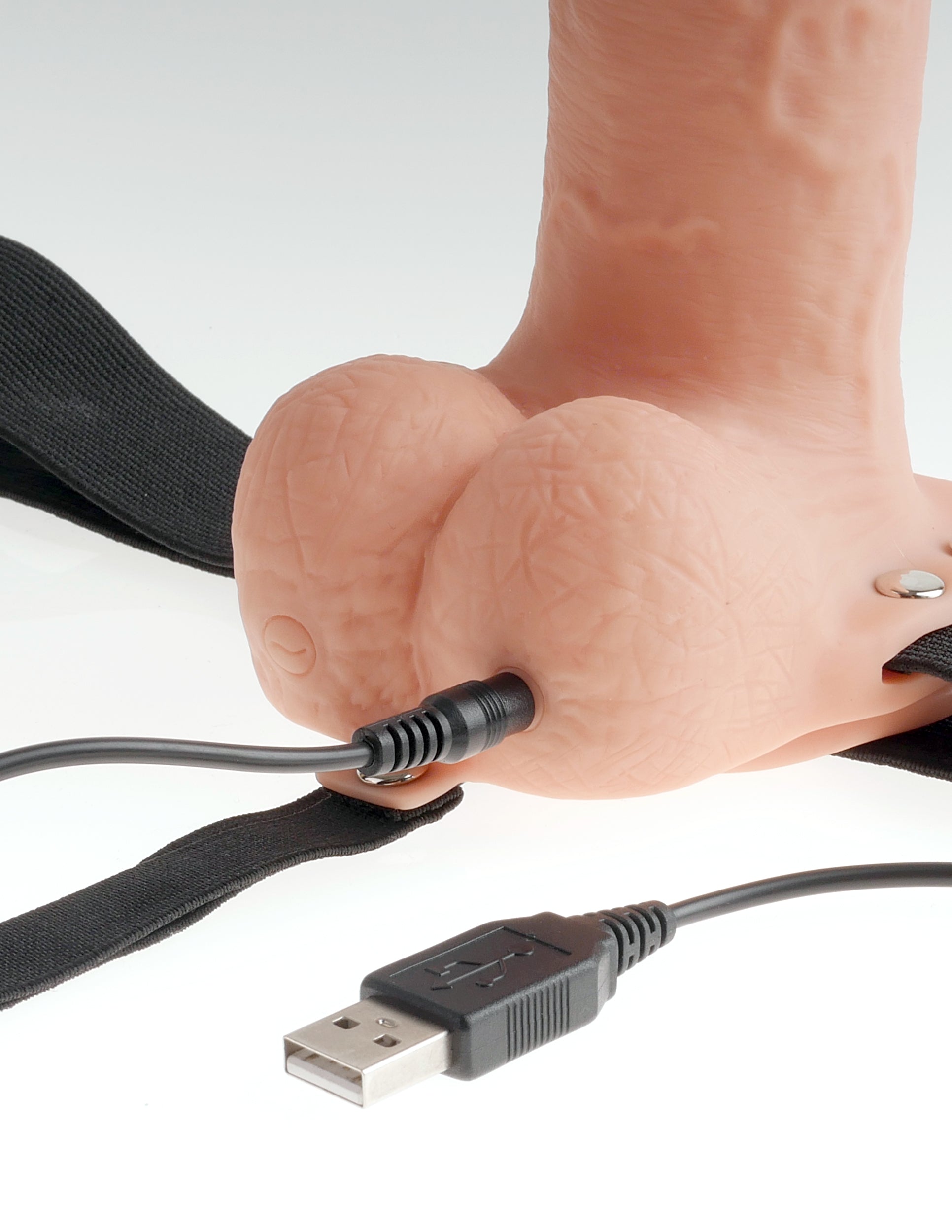 Fetish Fantasy Series 9" Hollow Rechargeable Strap On W/balls - Flesh