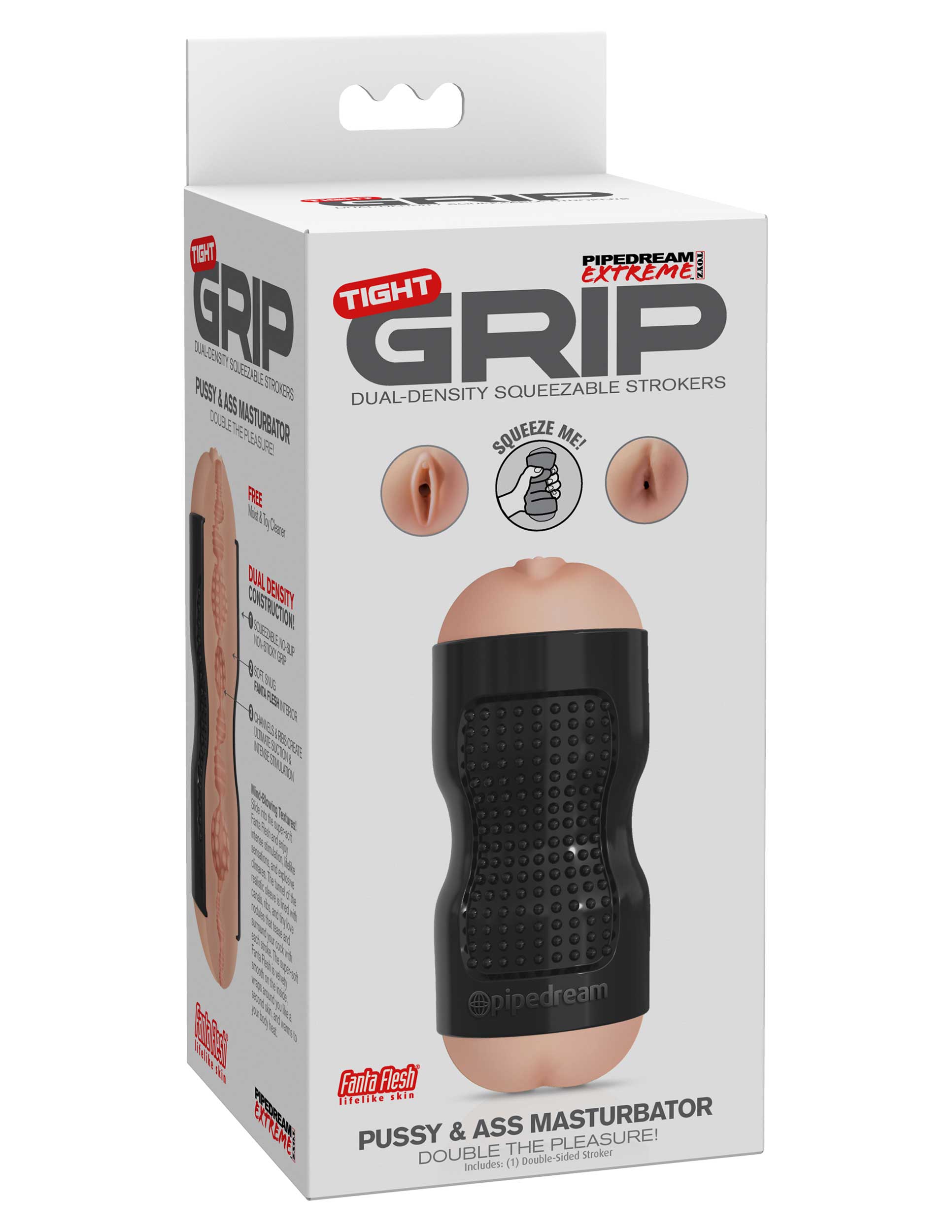 Pipedream Extreme Toyz Tight Grip Dual Density Squeezable Strokers | Pussy & Ass