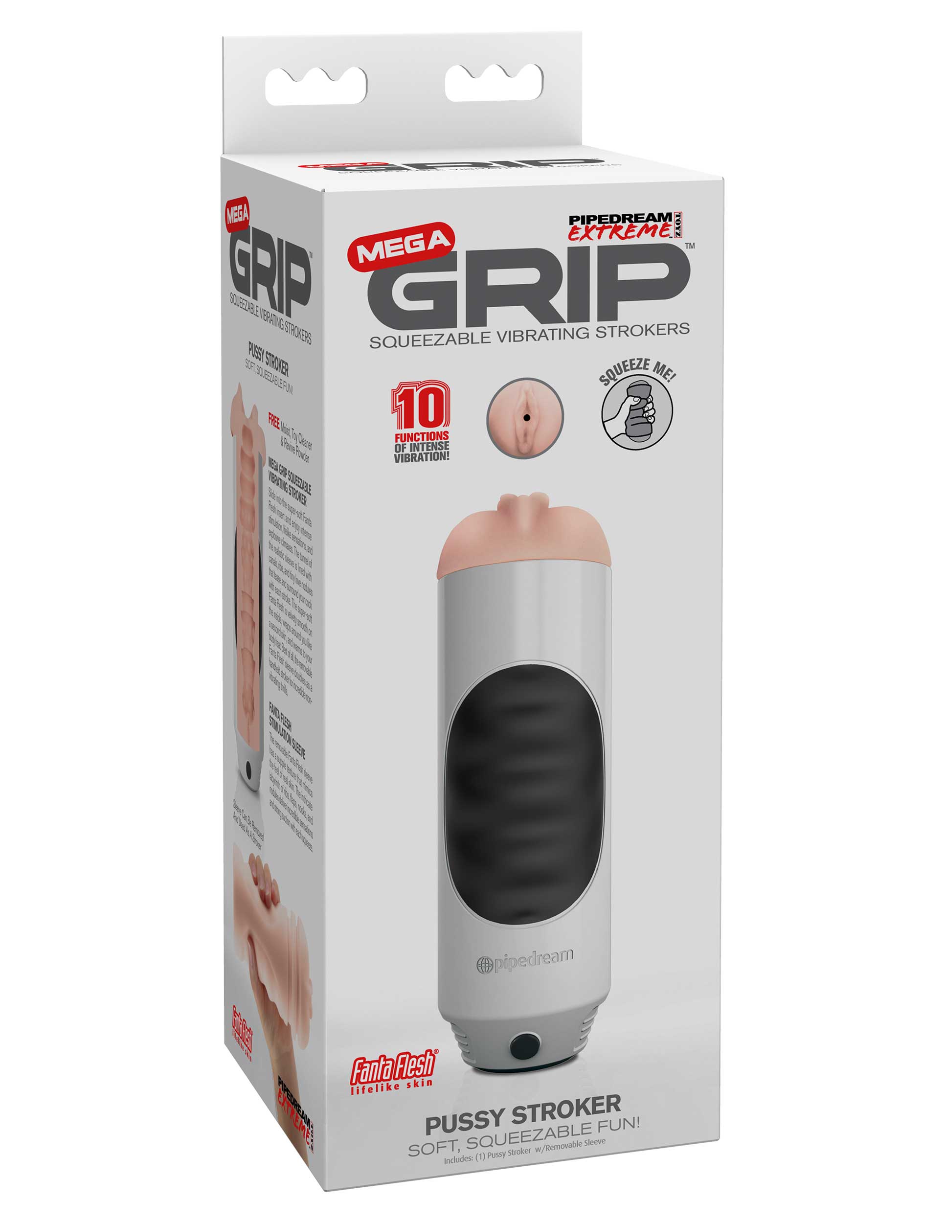 Pipedream Extreme Toyz Mega Grip Squeezable Vibrating Strokers - Pussy